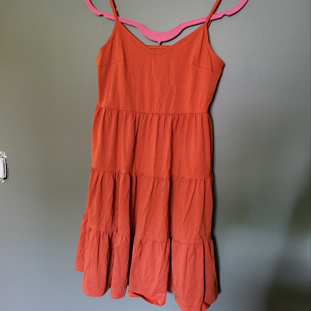 ZJCT Orange Summer Dress with POCKETS, Size Medium